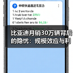 比亚迪月销30万辆背后的隐忧:规模效应与利润压力(图1) 比亚迪月销30万辆背后的隐忧:规模效应与利润压力(图1)
